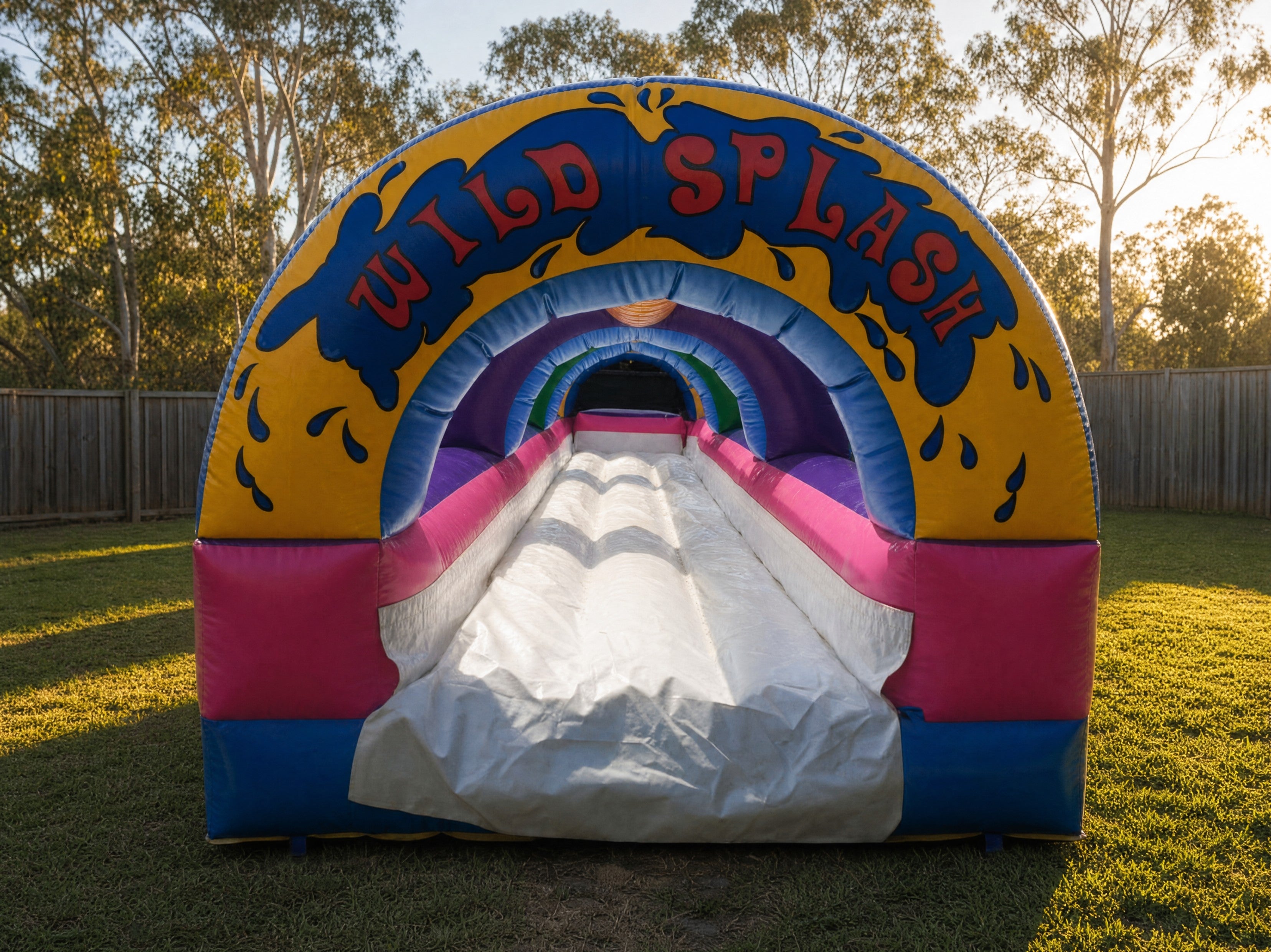 Wide front view of the Wild Splash entrance arch
