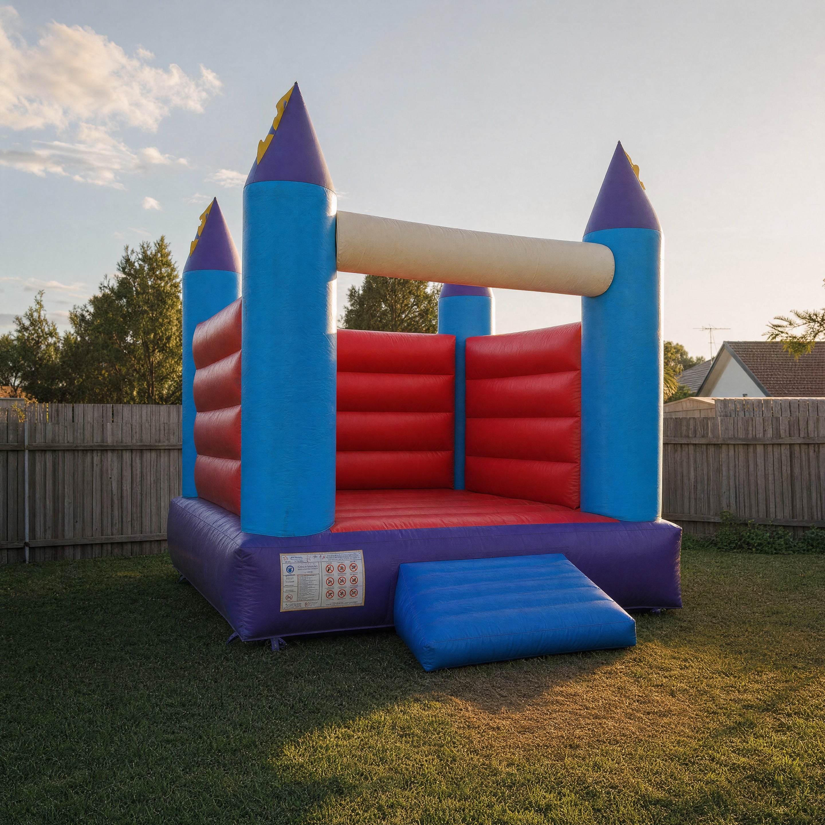 13ft Open Banner Jumping Castle Hire - side profile view