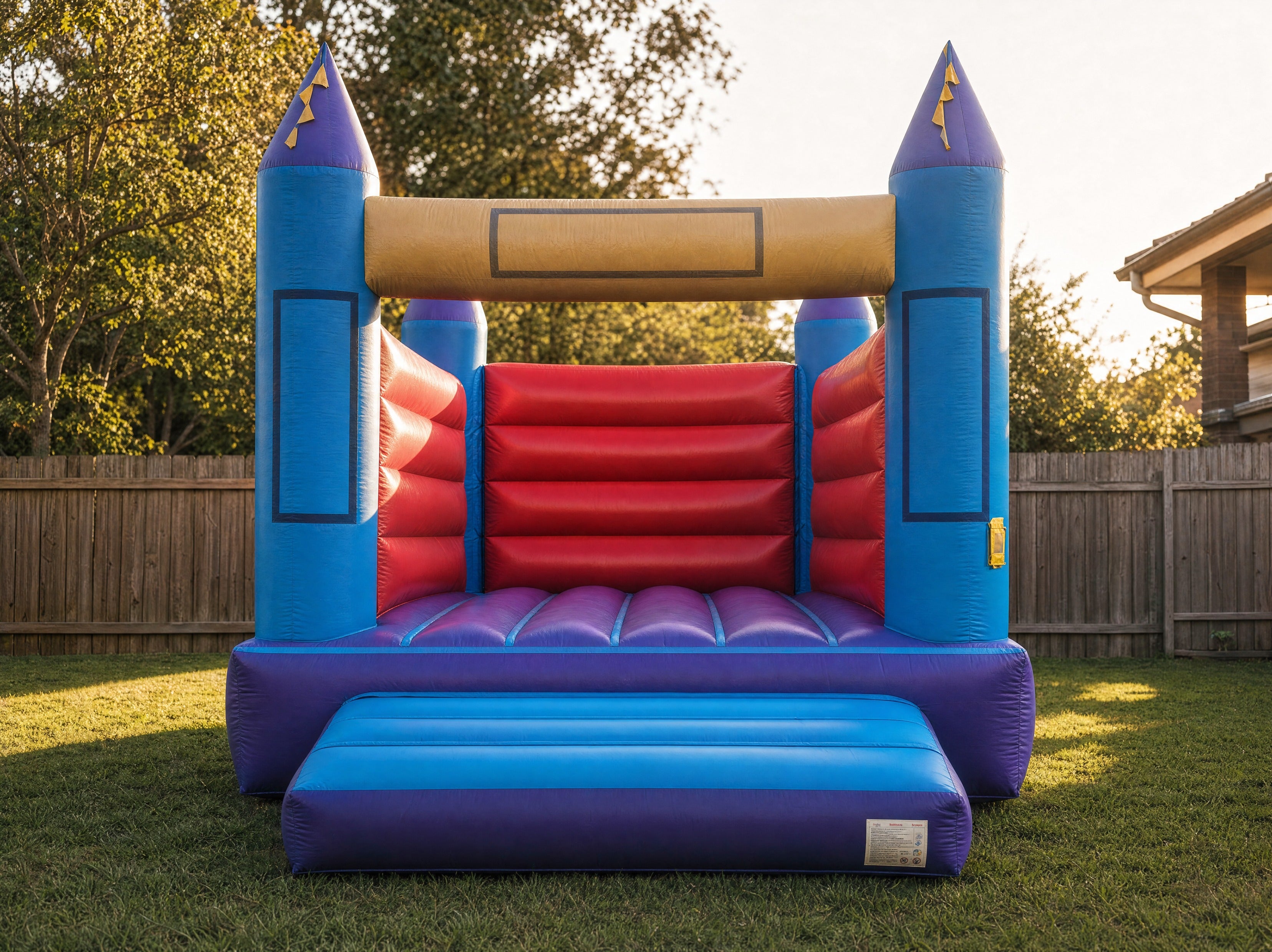 13ft Open Banner Jumping Castle Hire - wide front face view
