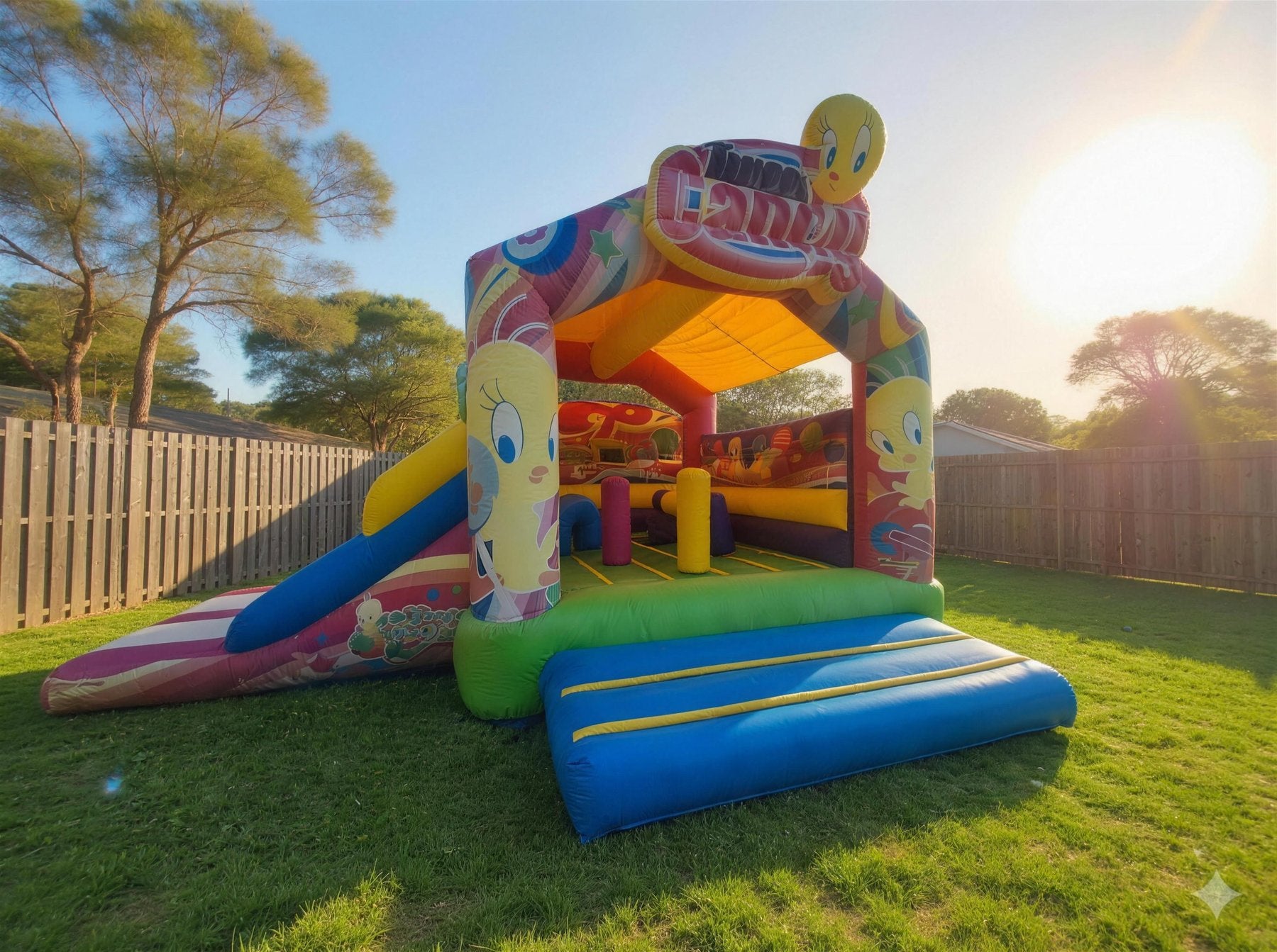 Candy Tweety Bird Castle with Slide Combo Hire - wide desktop hero view