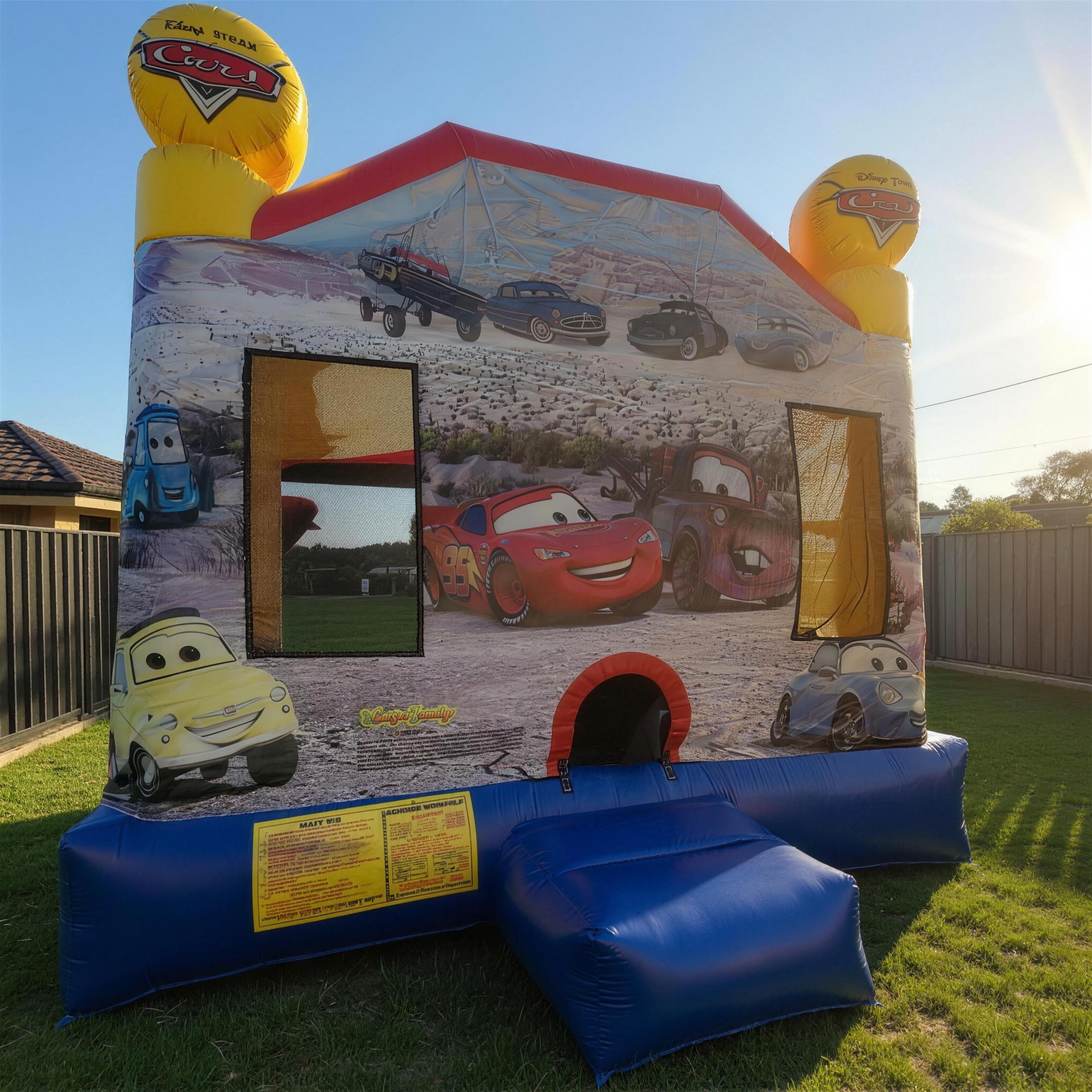 Close view of the Cars C4 Combo climbing wall window and tunnel crawl-through