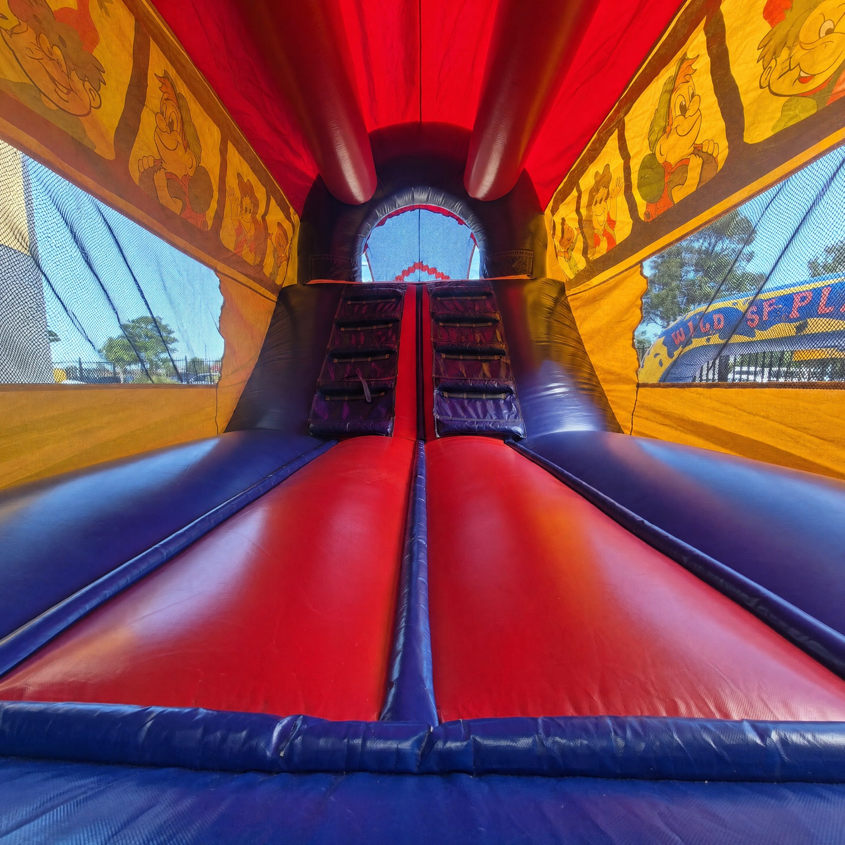Interior slide lane inside the Choo Choo 3in1 Combo jumping castle