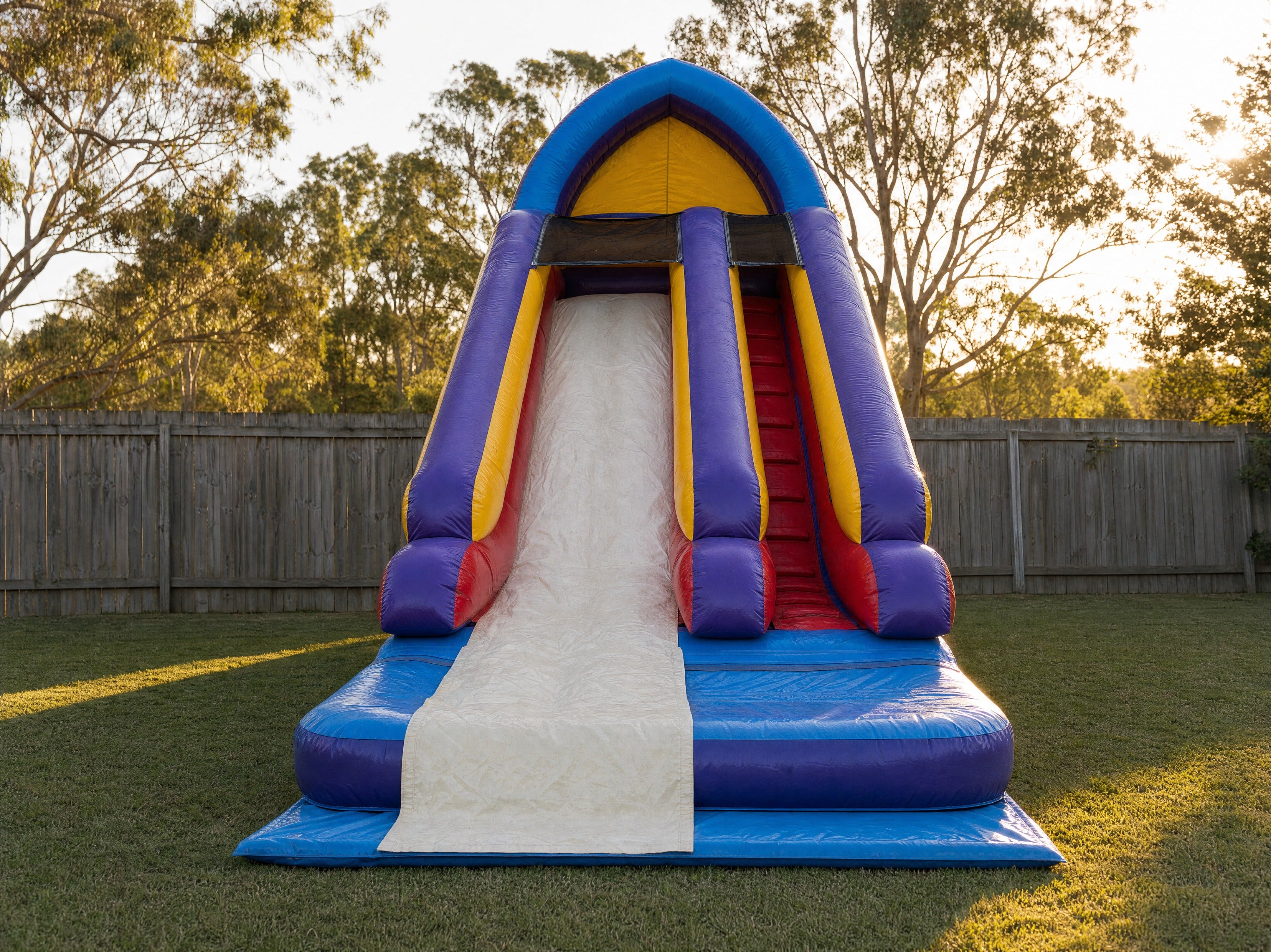 Front elevation view of the Cone Top Water Slide hire on the Central Coast