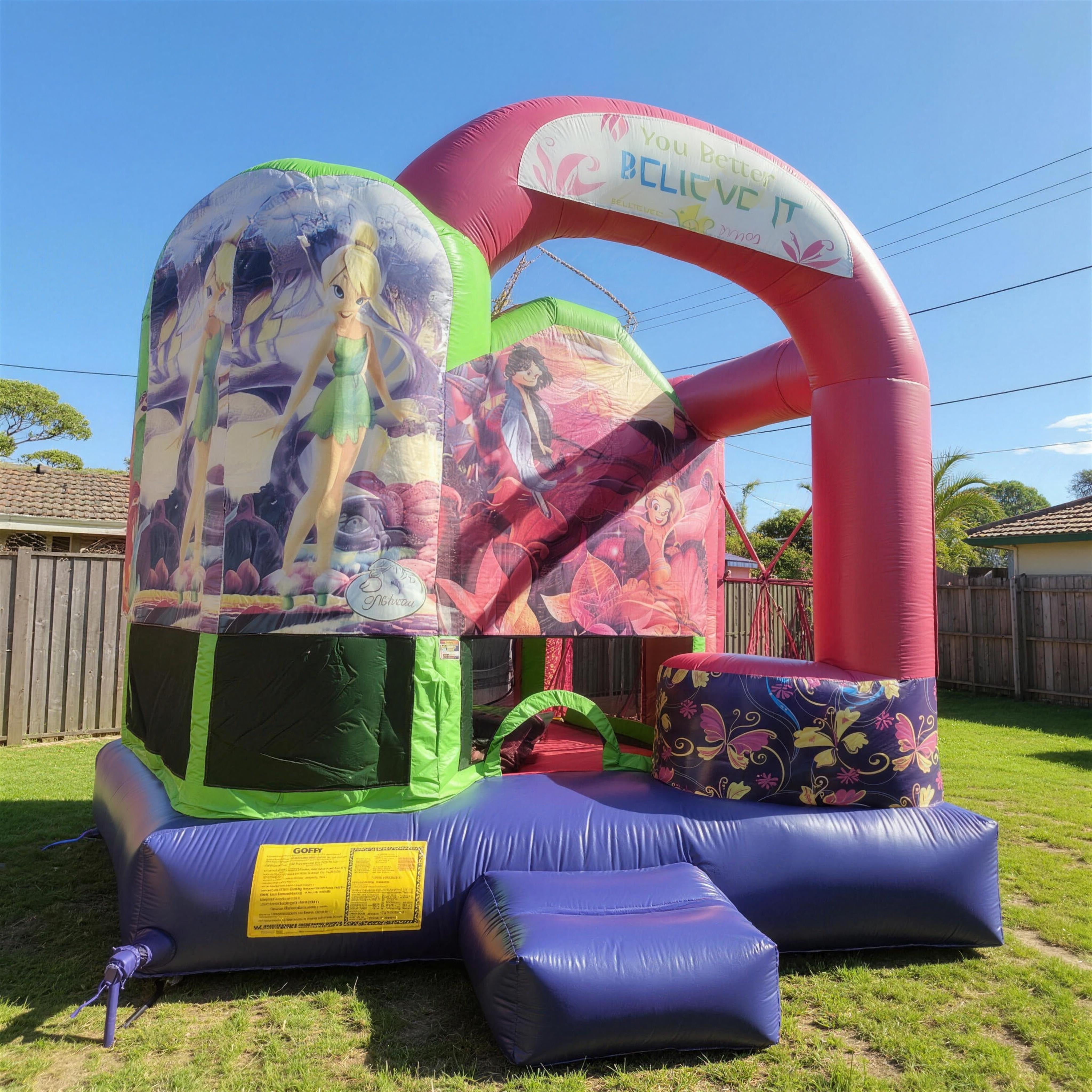 Disney Fairies 5in1 Combo jumping castle, entrance archway detail