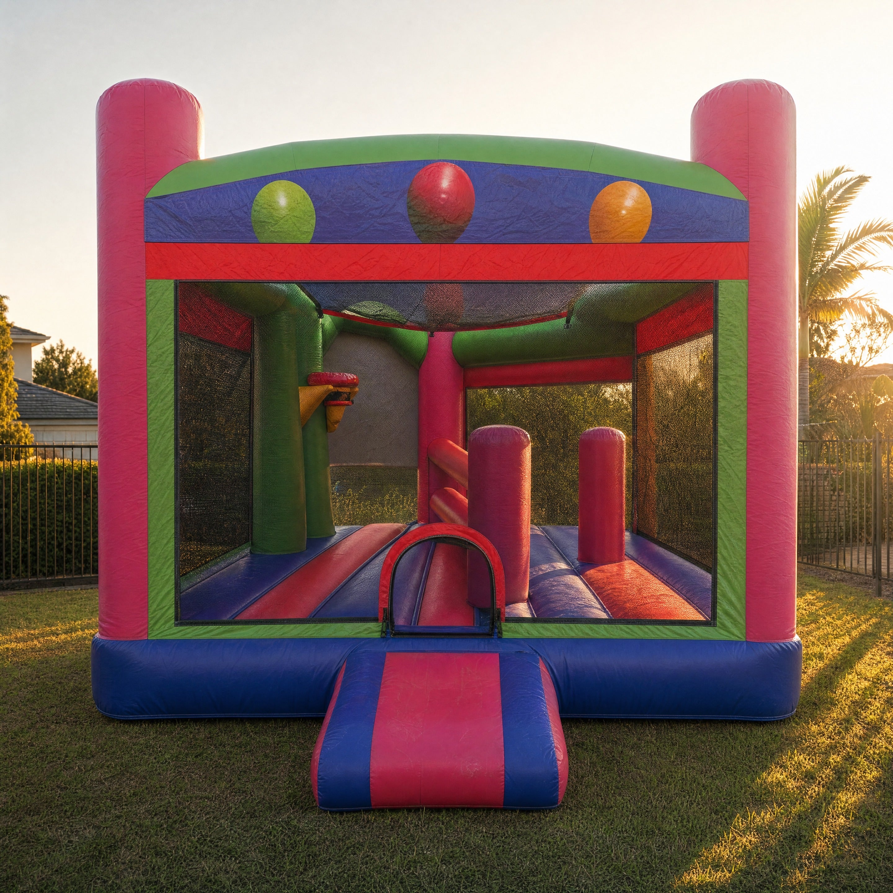 Disney Fairies 5in1 Combo jumping castle, interior basketball hoop and climbing pole