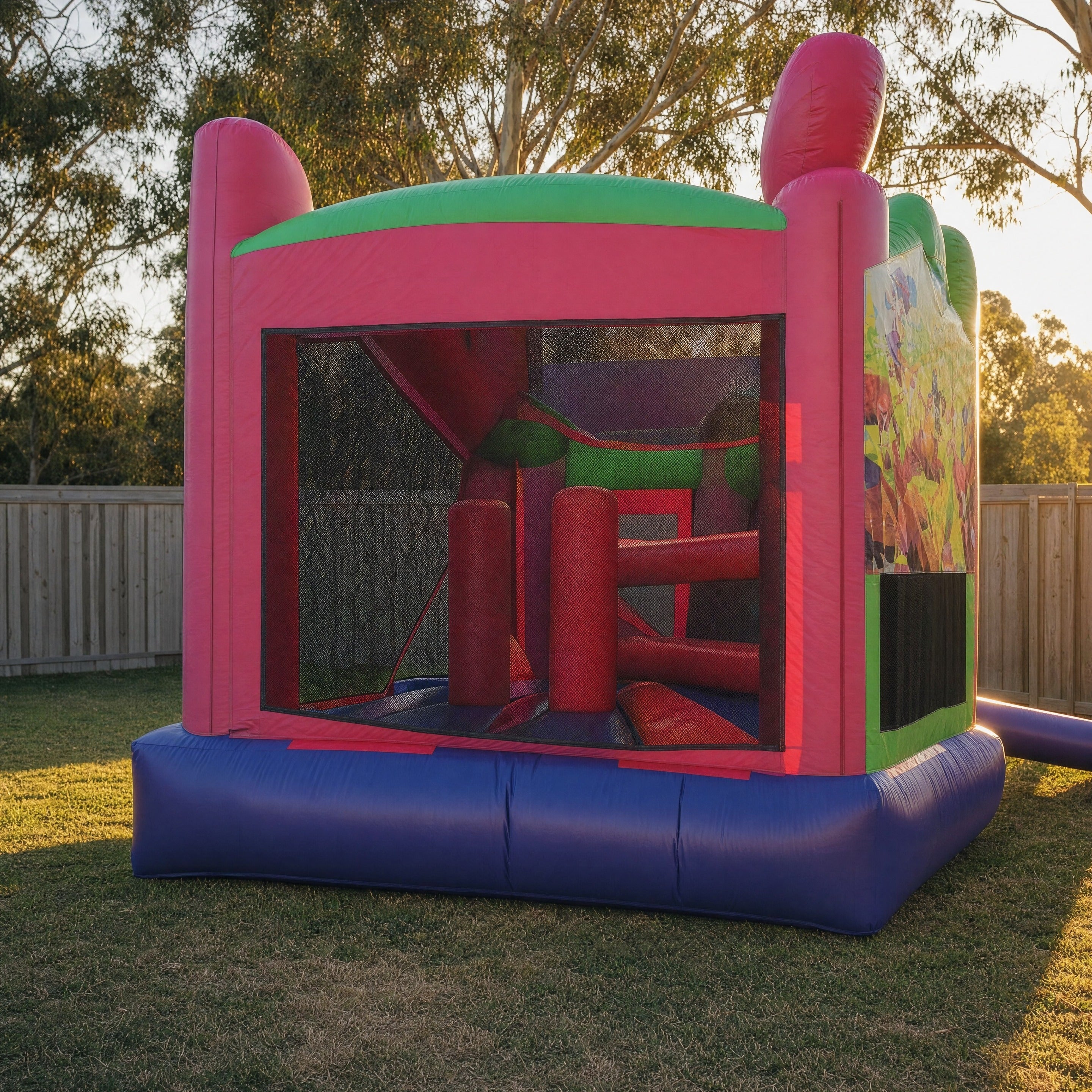 Disney Fairies 5in1 Combo jumping castle, rear profile view