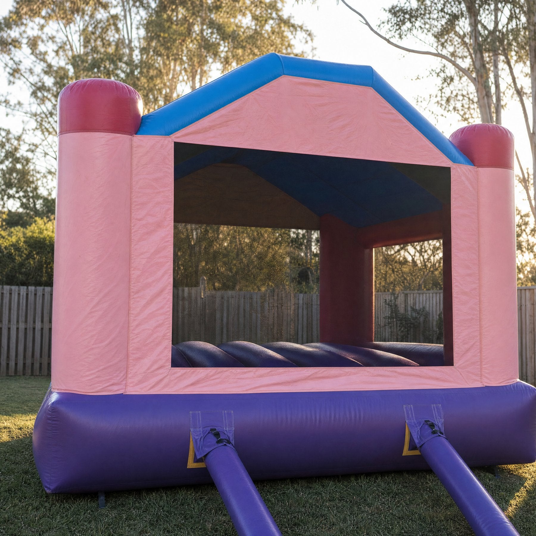 Disney Princess 2 Jumping Castle Hire Central Coast - rear profile view