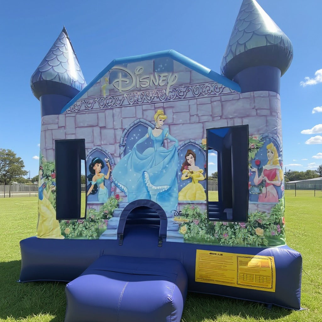 Disney Princess Jumping Castle Hire Central Coast, front three-quarter view
