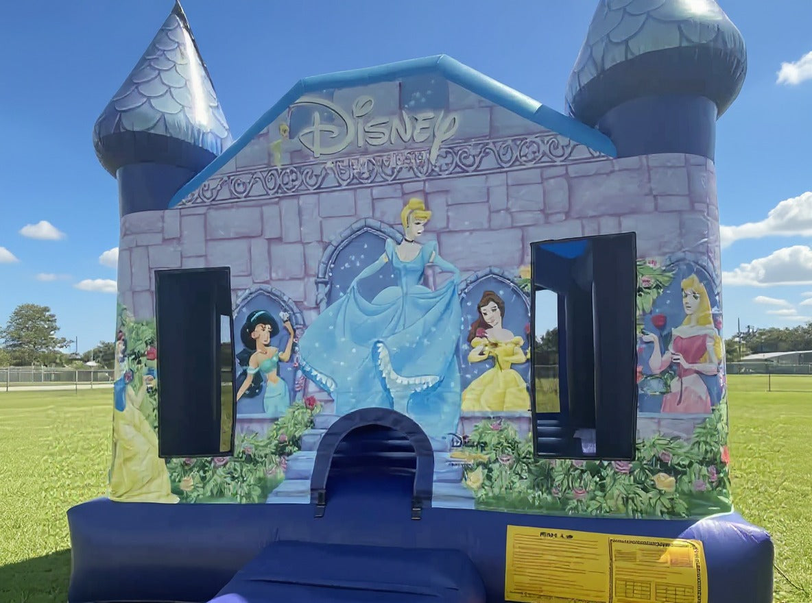 Disney Princess Jumping Castle wide hero view, Central Coast backyard