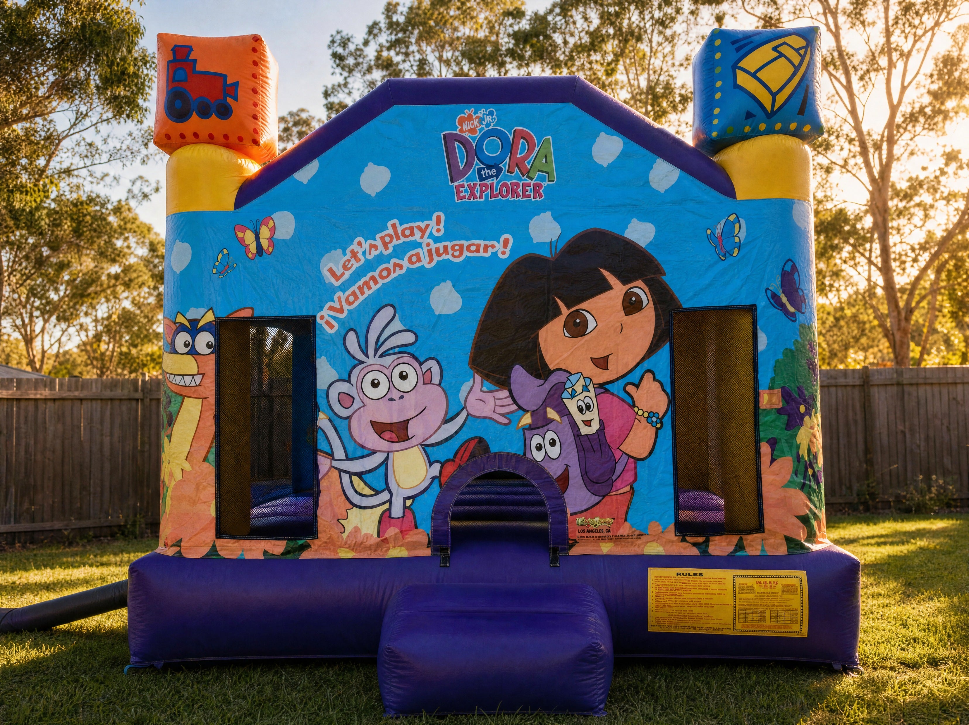 Dora Jumping Castle wide straight-on front panel view