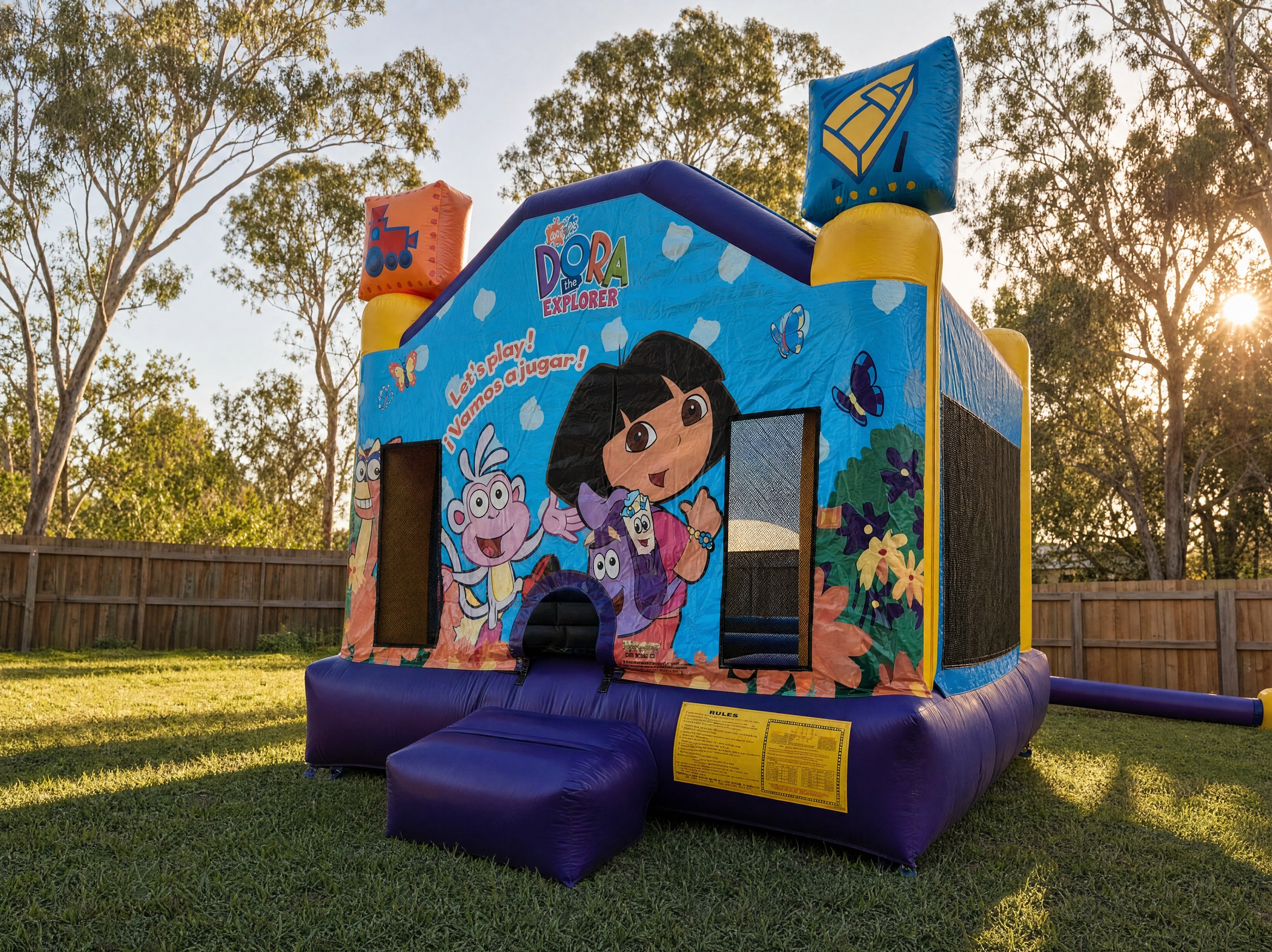 Dora Jumping Castle wide hero shot for hire on the Central Coast