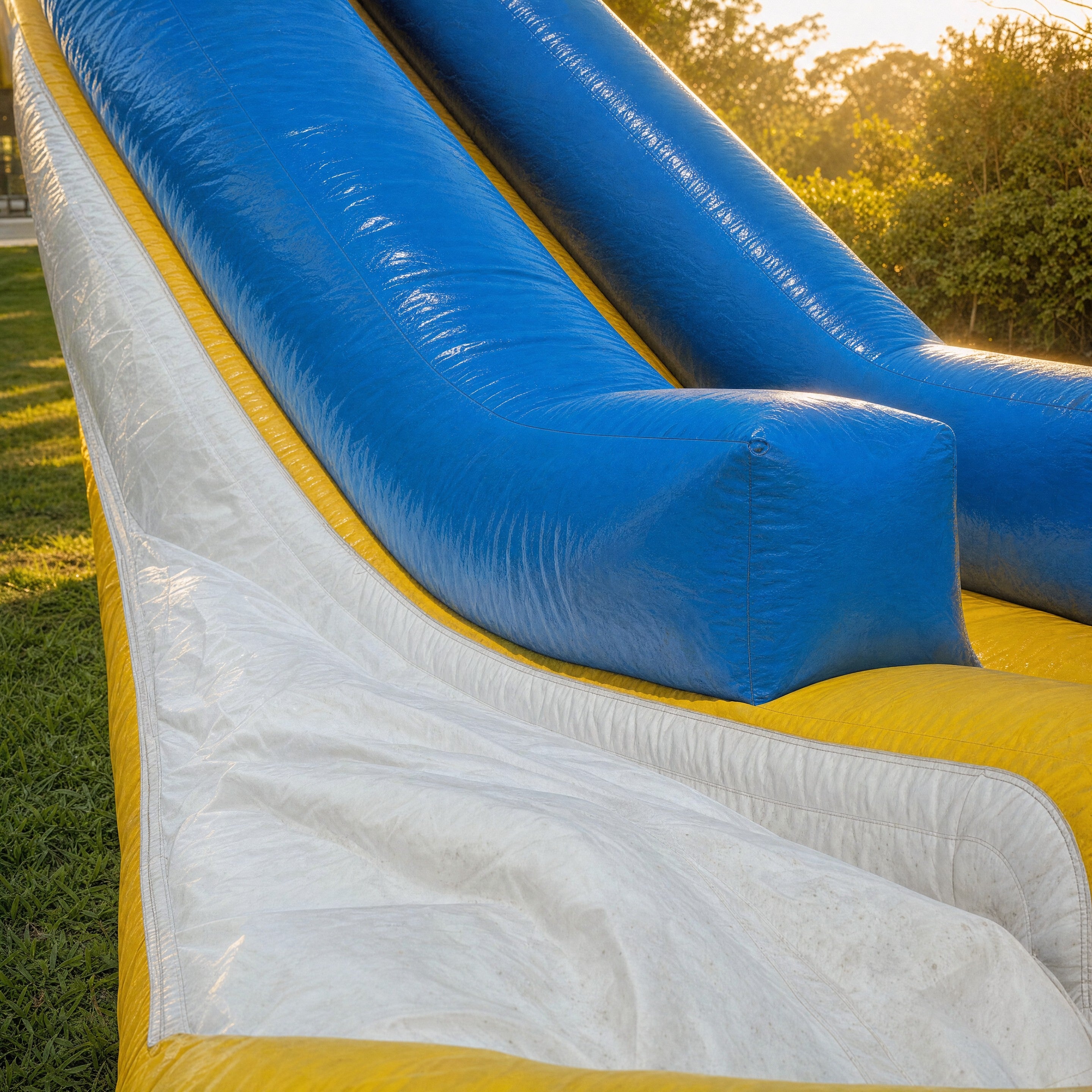 Double Lane Water Slide Hire - lane rail and entrance detail