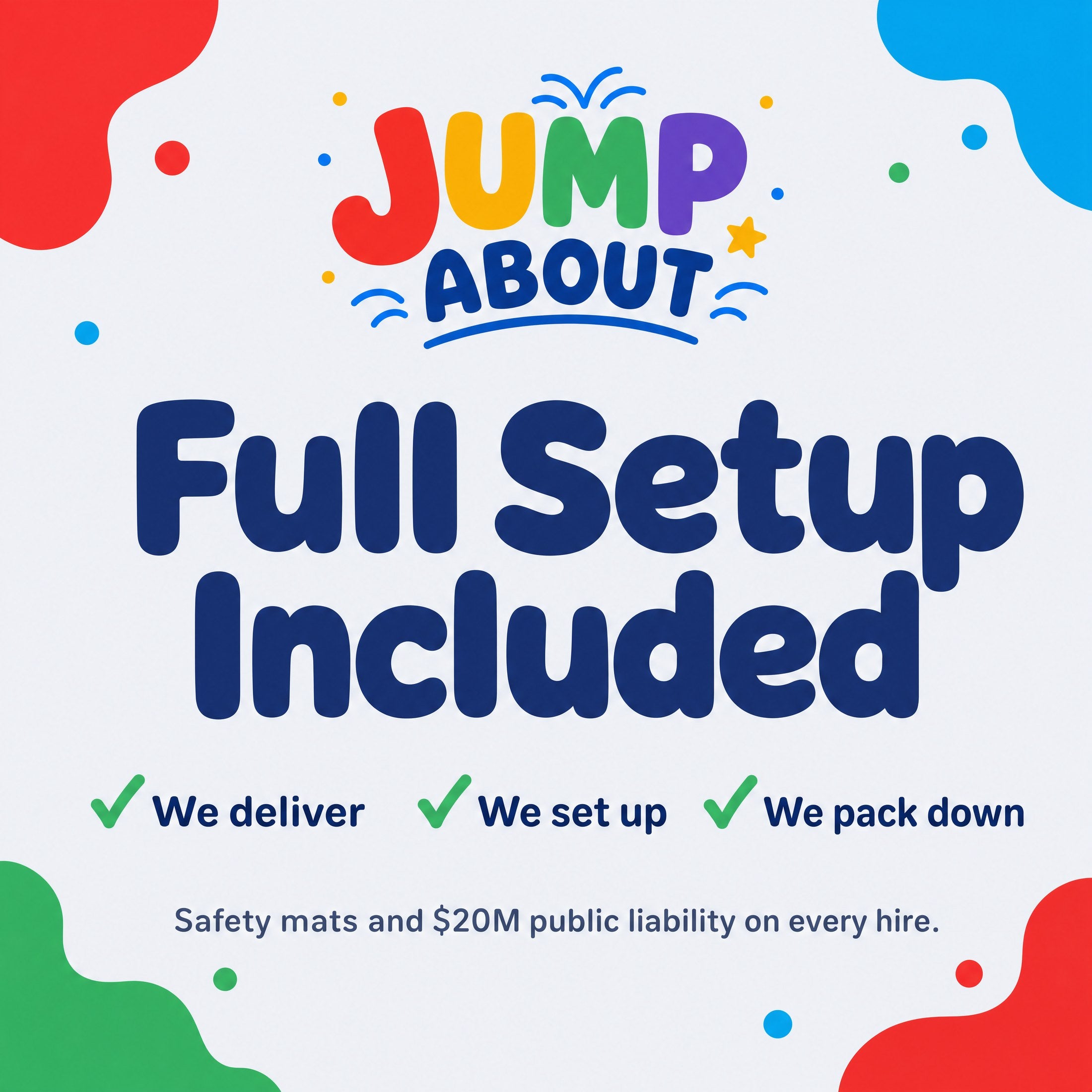Full setup included info card for Dunk Tank hire, Jump About