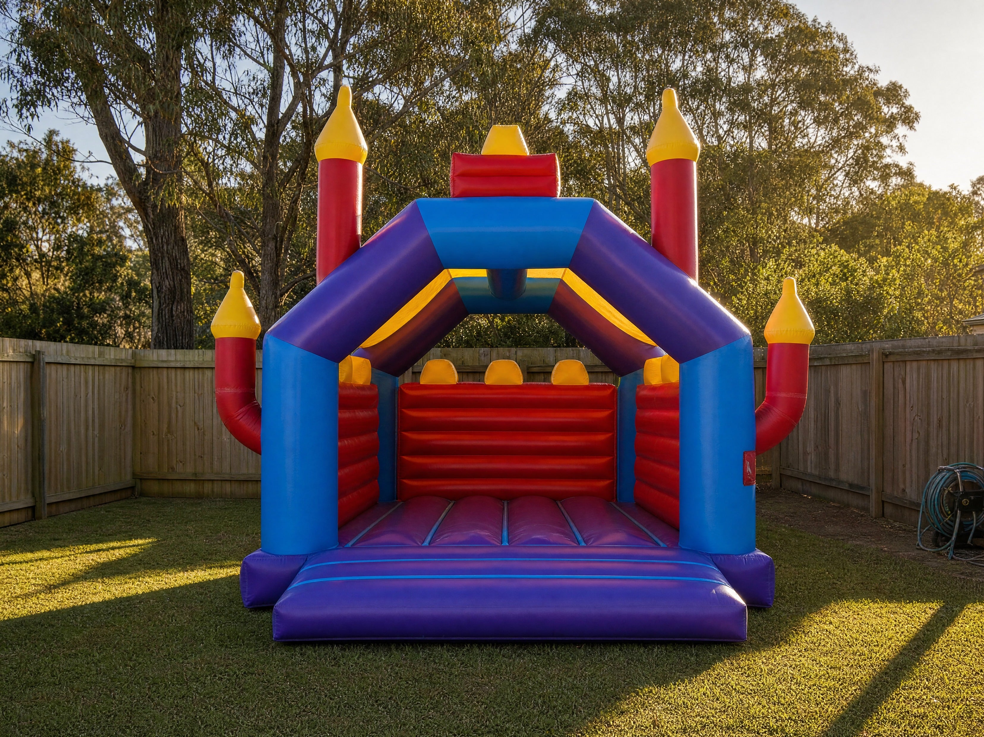 Euro Kids Jumping Castle Hire - wide front elevation view showing the full yard