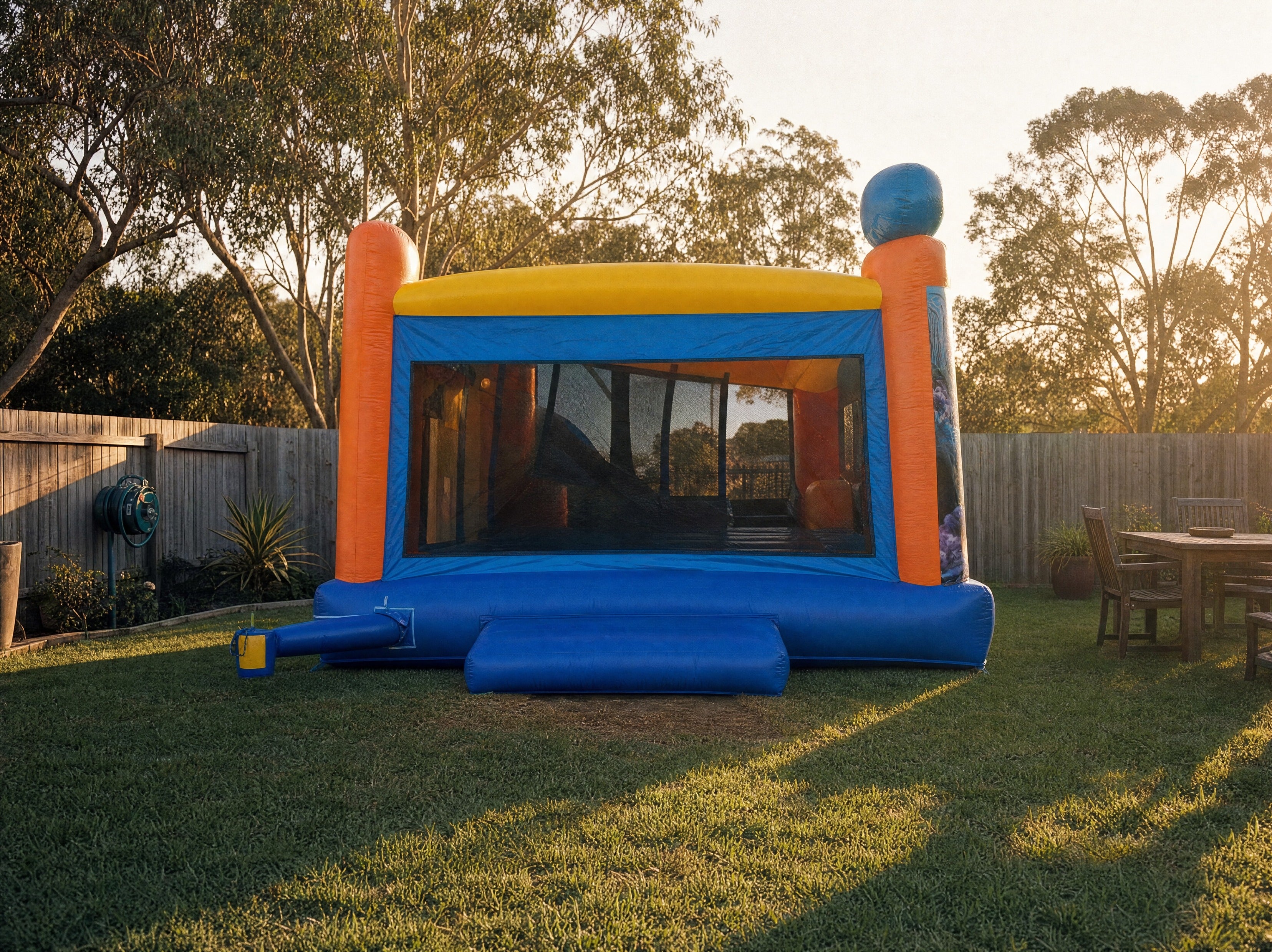 Finding Dory C4 Combo Hire - wide backyard scale view