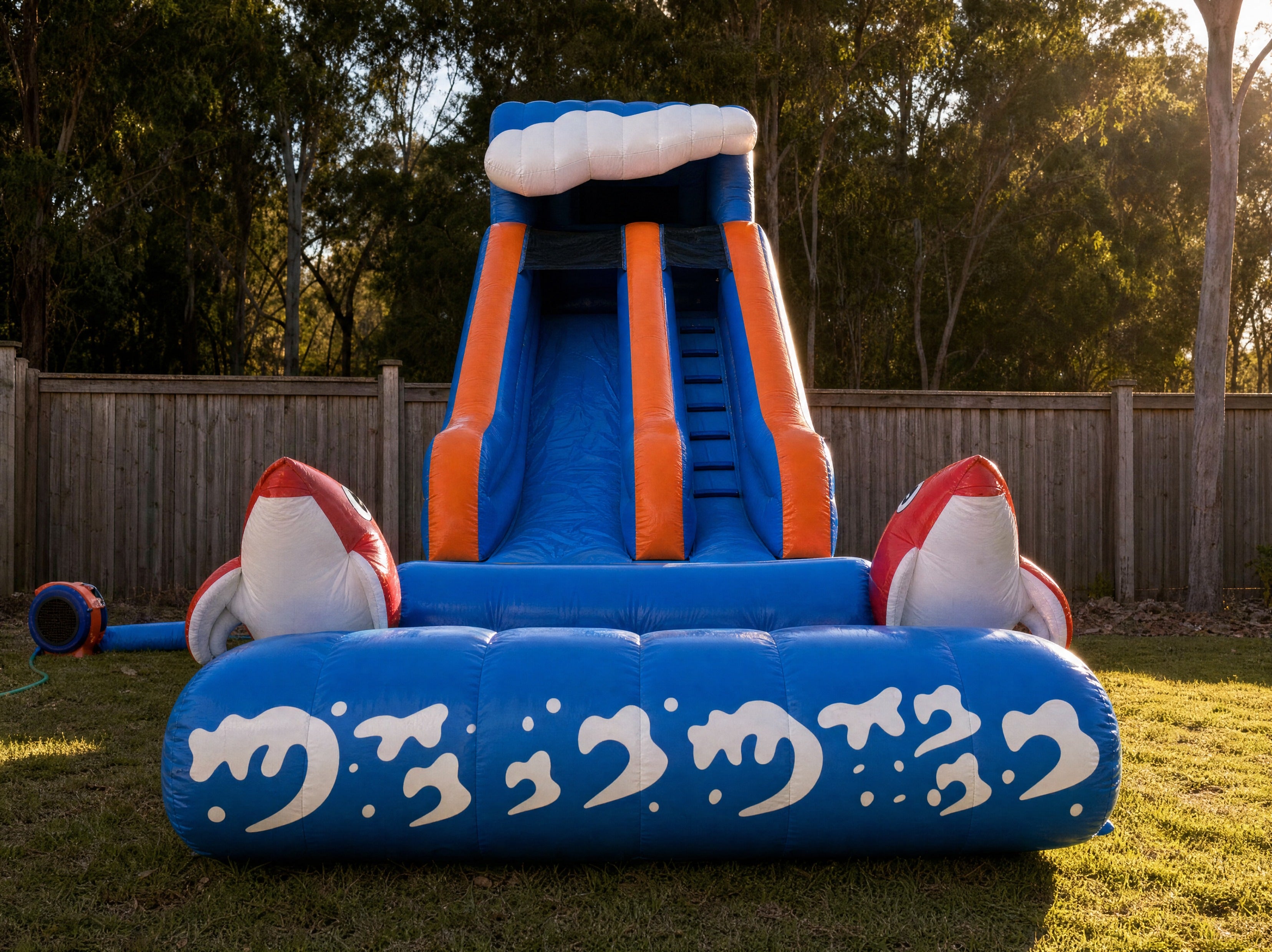Fish World Water Slide Hire, Central Coast - wide desktop straight-on front elevation