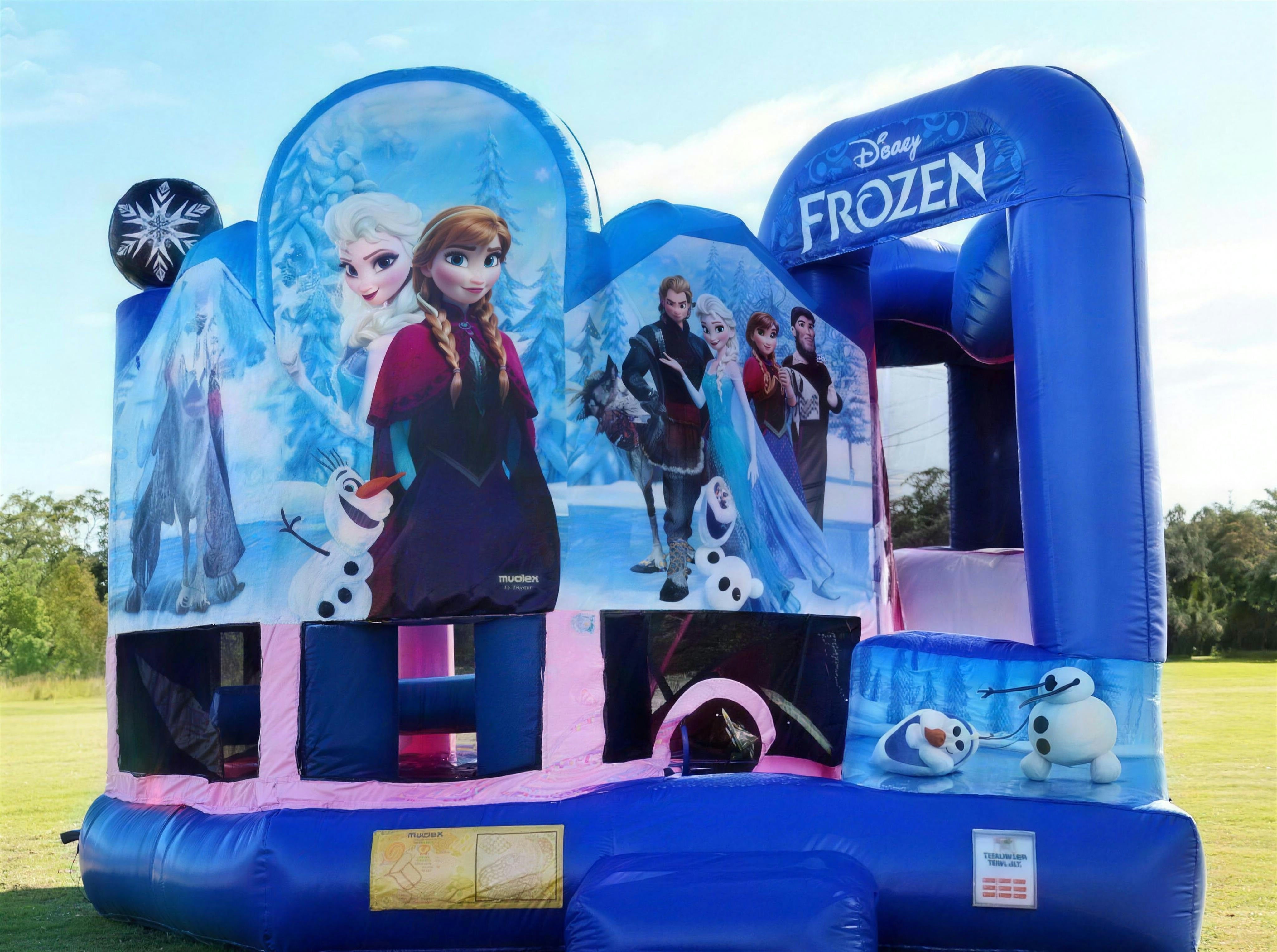 Wide front view of the Frozen 5in1 Combo showing the character panel with yard context