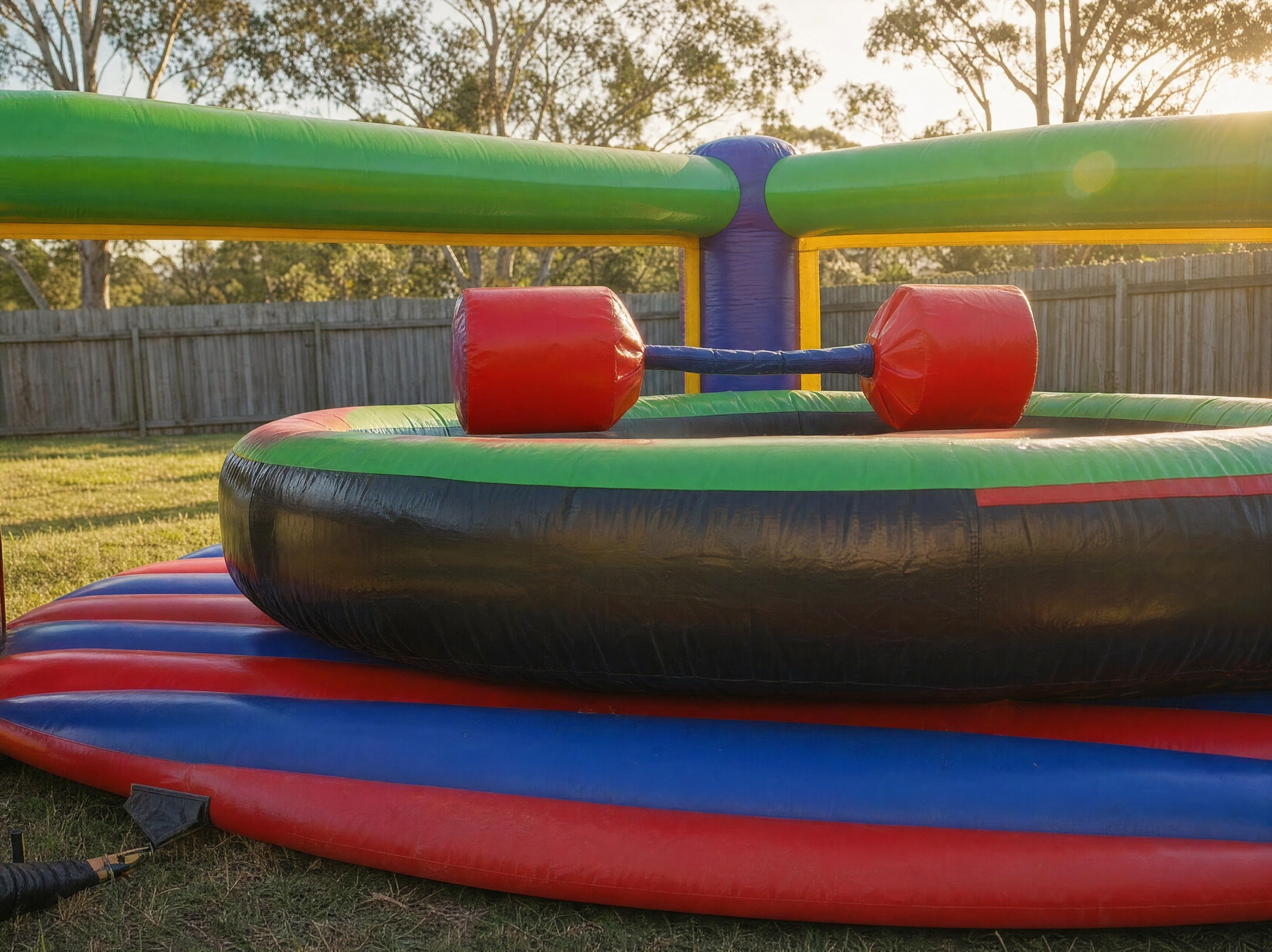 Gladiator Duel Hire Central Coast, interior view of the padded bumper poles inside the arena