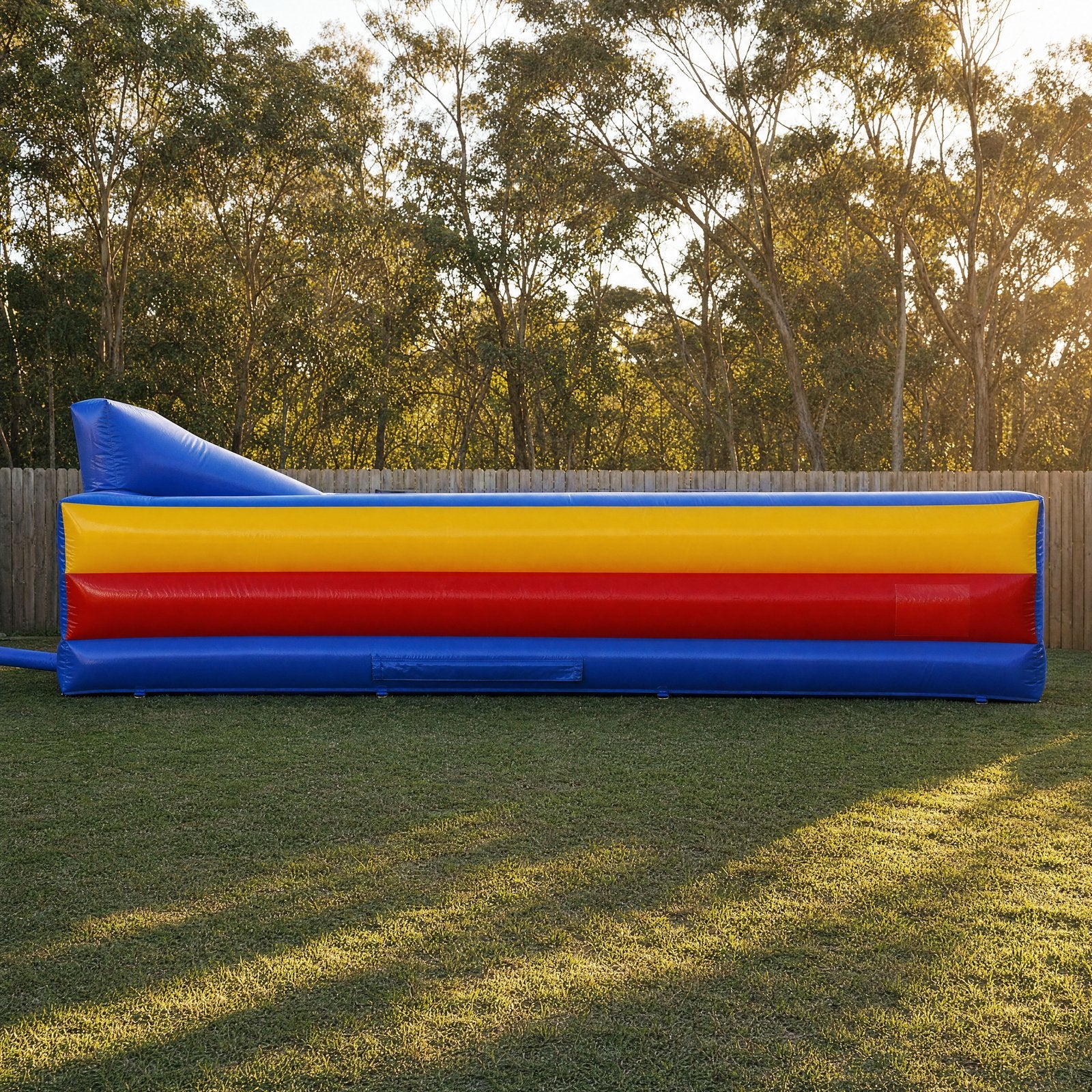 Horizontal bungee run hire - side profile view along the full length of the lane
