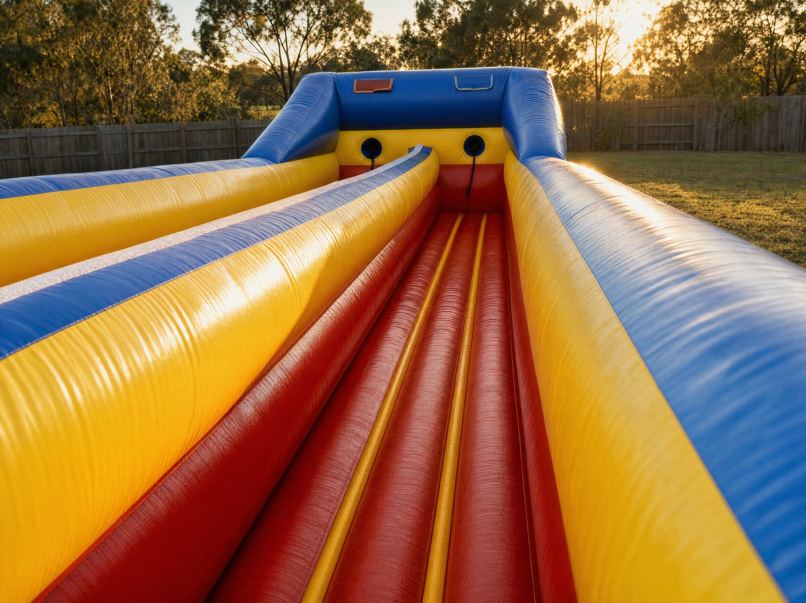 Horizontal bungee run hire - interior peek down the twin lanes