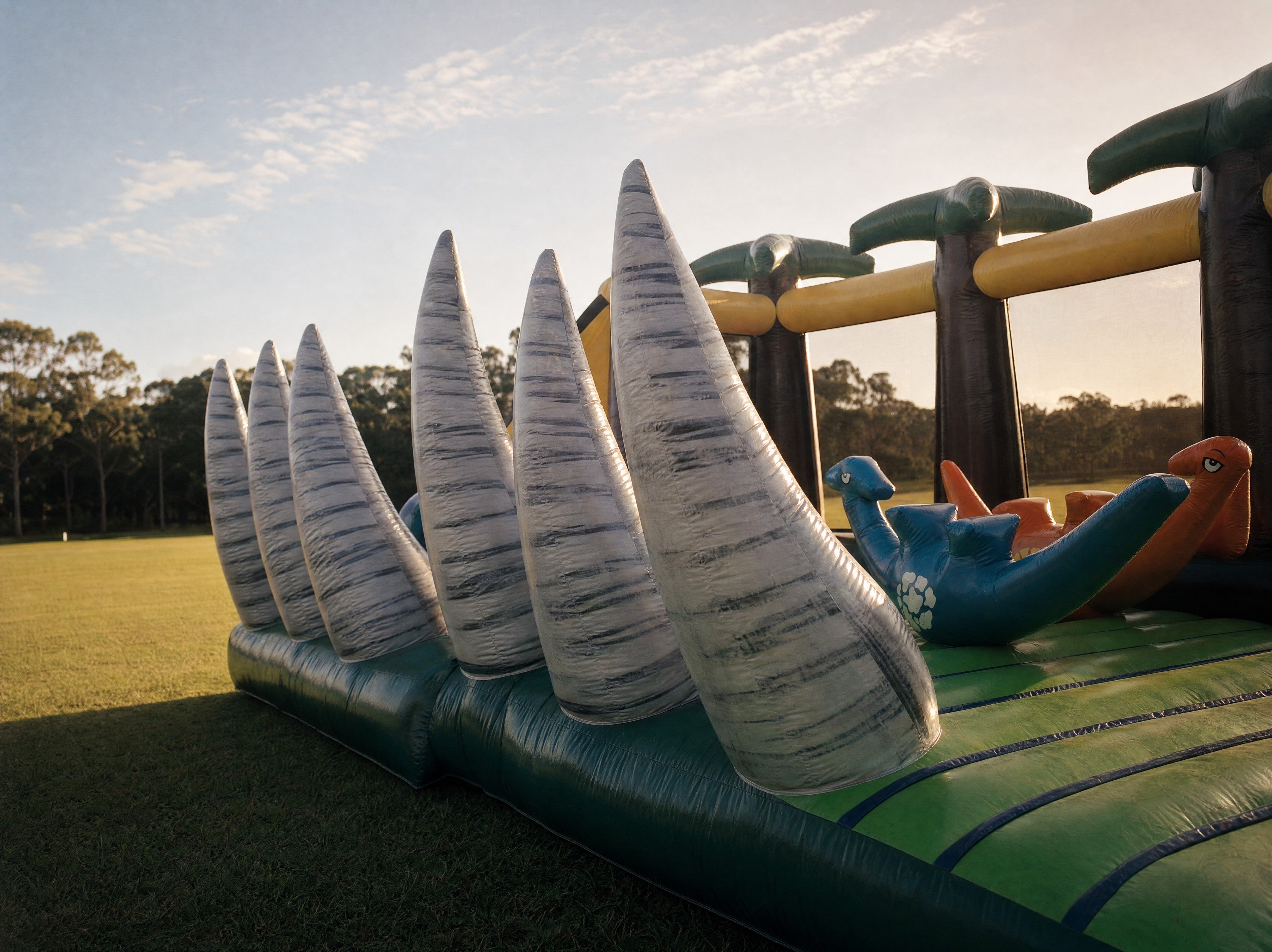 Row of entrance tusks on the Jurassic Adventure Obstacle course