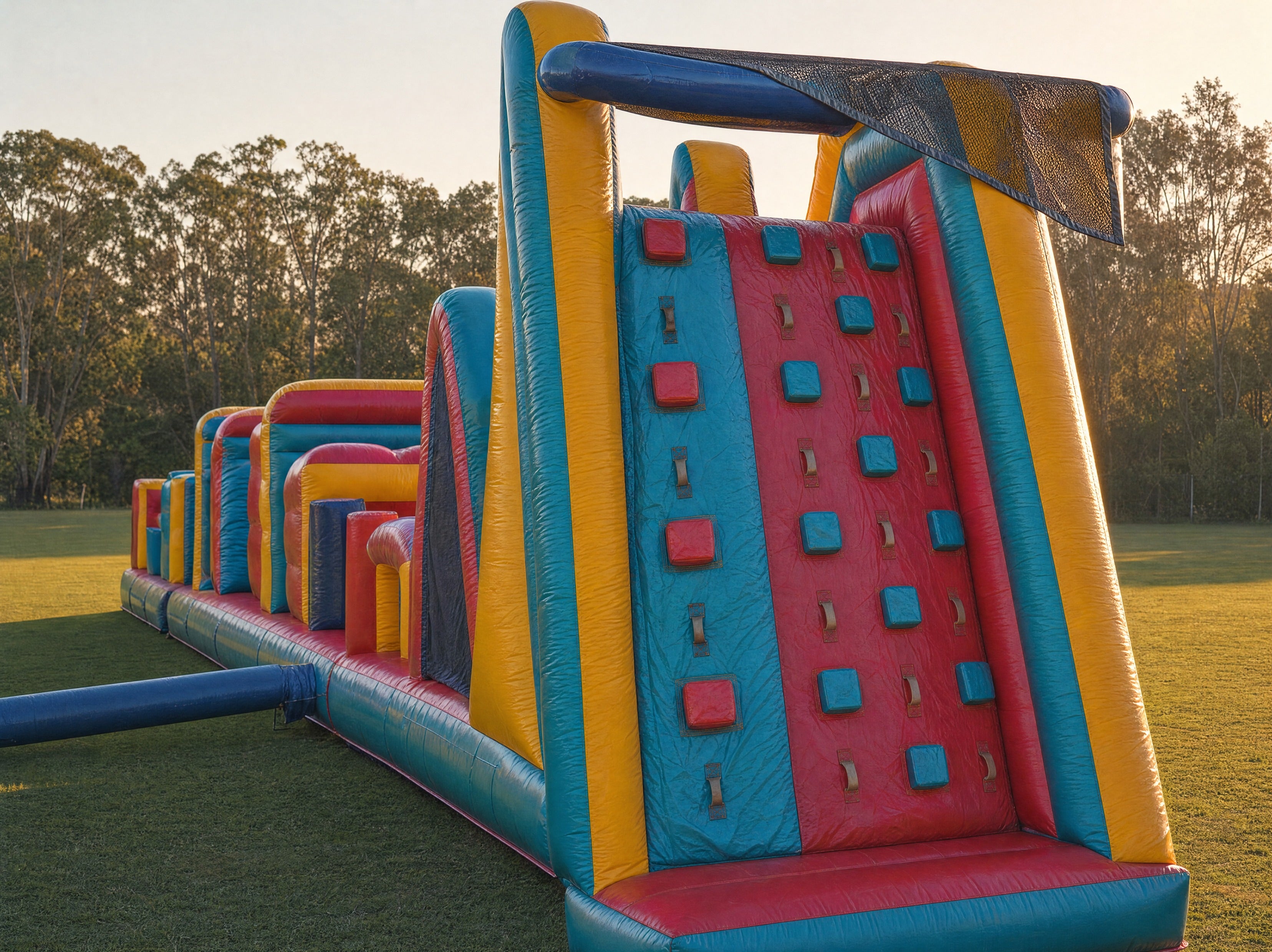 Wide interior view of the Kids Gym Obstacle climbing wall panel and course
