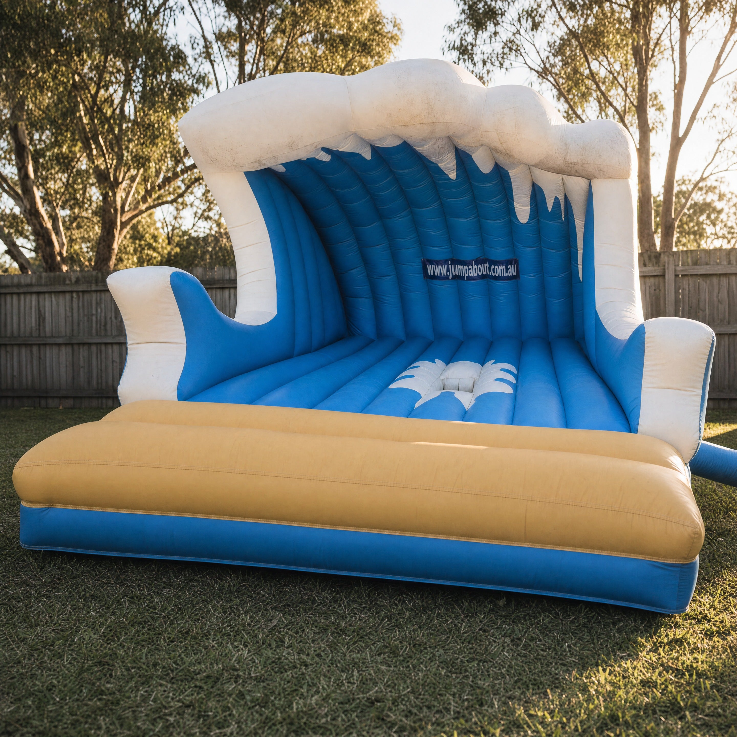 Mechanical Surfboard hire, close-up of the entrance and landing mattress