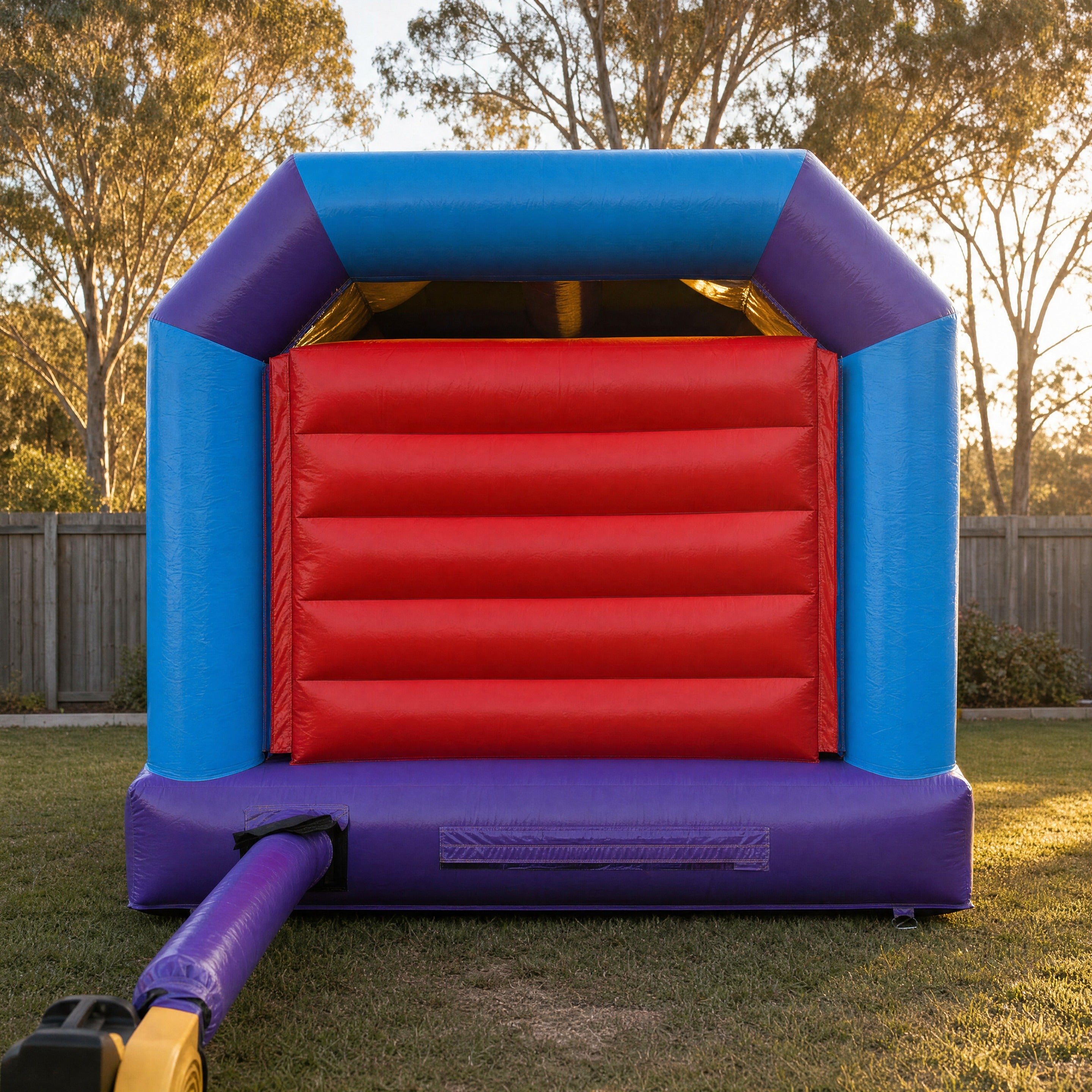 Front elevation view of the module side slide banner castle combo entrance and open banner arch