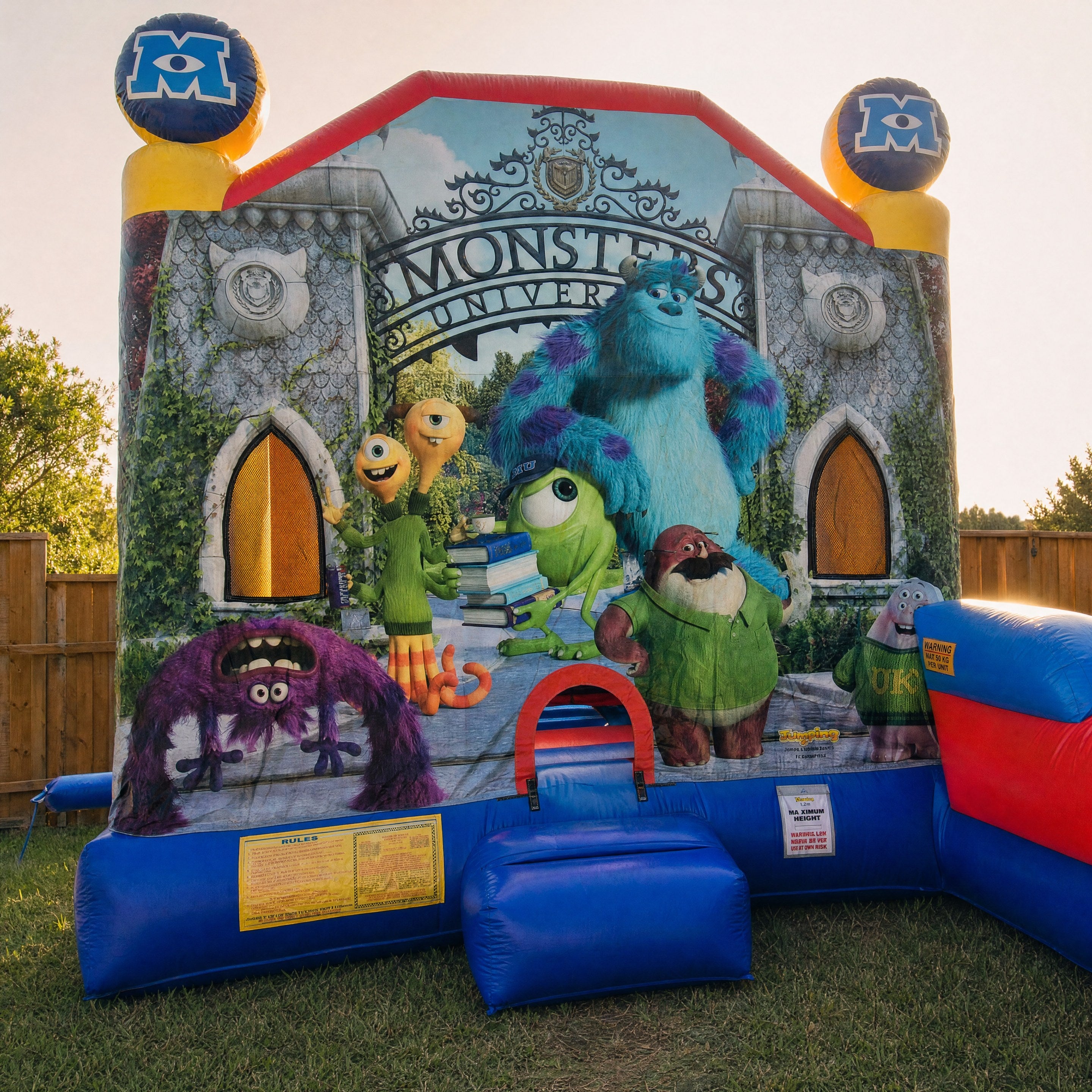 Close crop of the Monster University C7 Combo front artwork panel and archway lettering