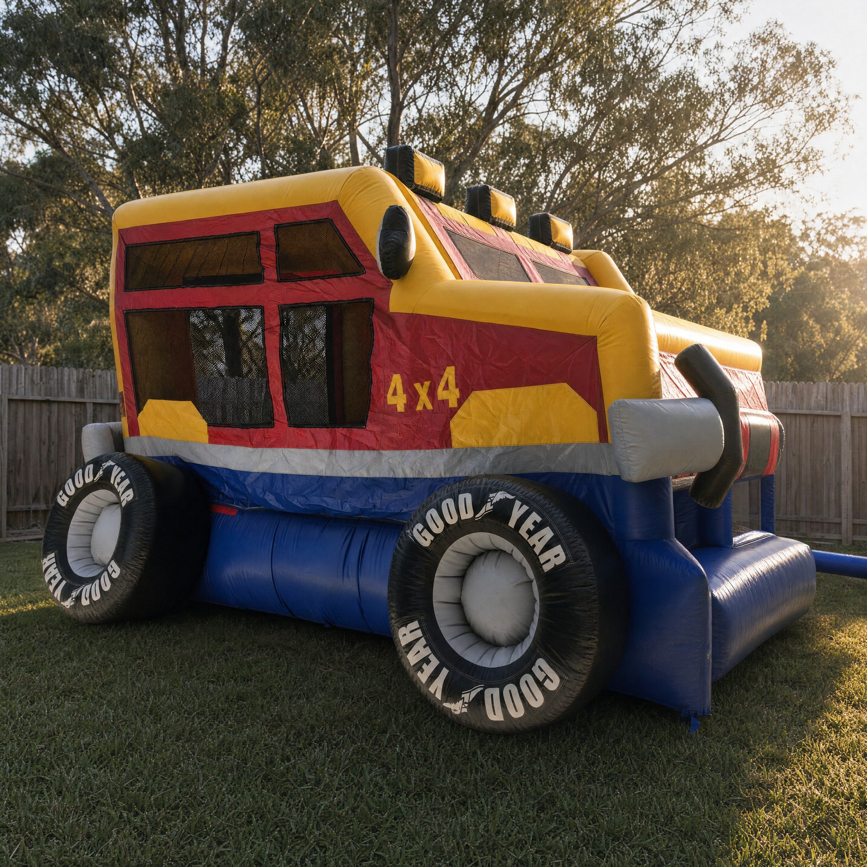 Monster Wheels Castle Combo hire rear three-quarter view on the Central Coast