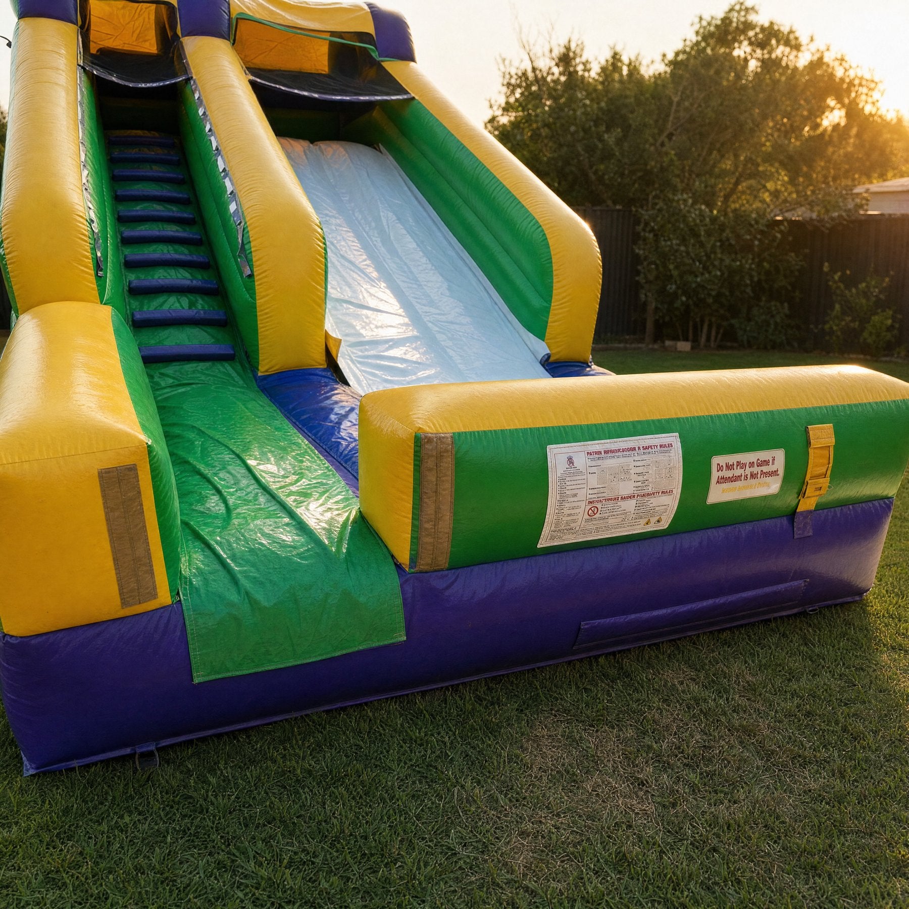 SS Splash Water Slide entrance steps and landing pad detail with safety placard