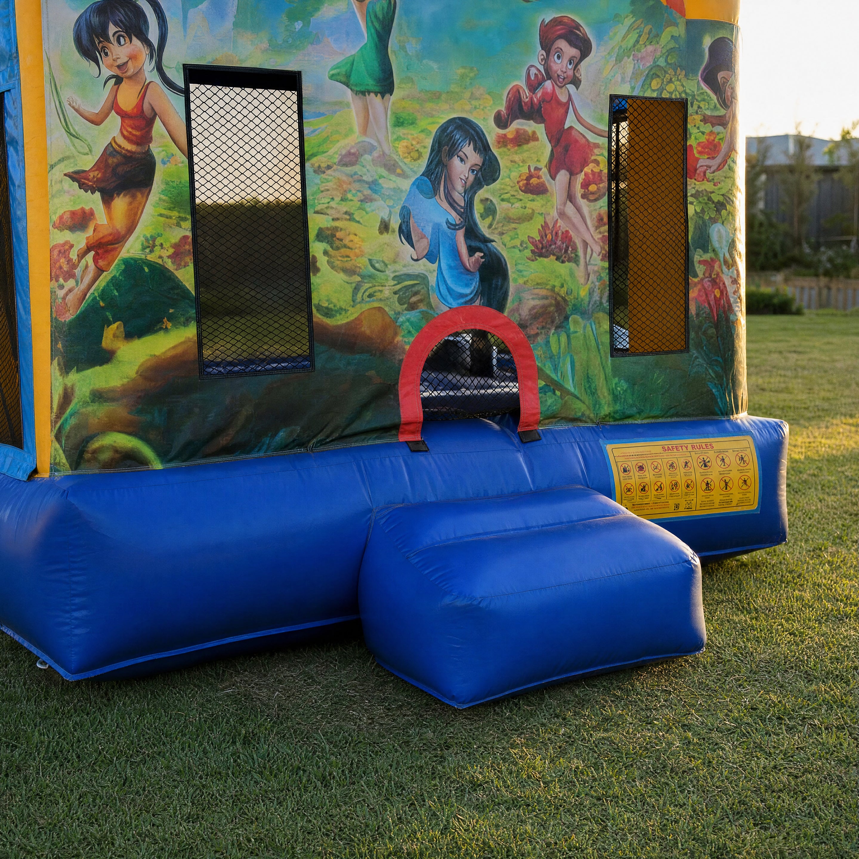 Tinkerbell Jumping Castle entrance mesh doorway and landing mat detail