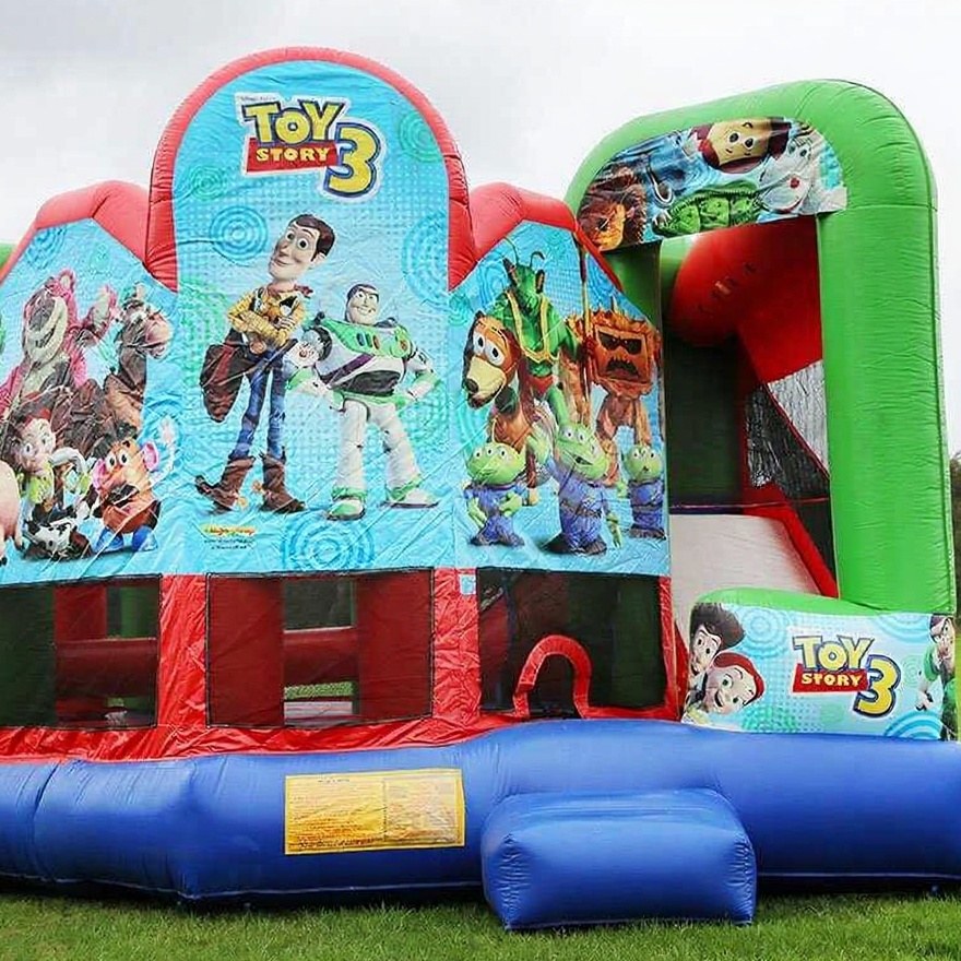 Toy Story 5in1 Combo Castle Hire, close crop of the front character panels