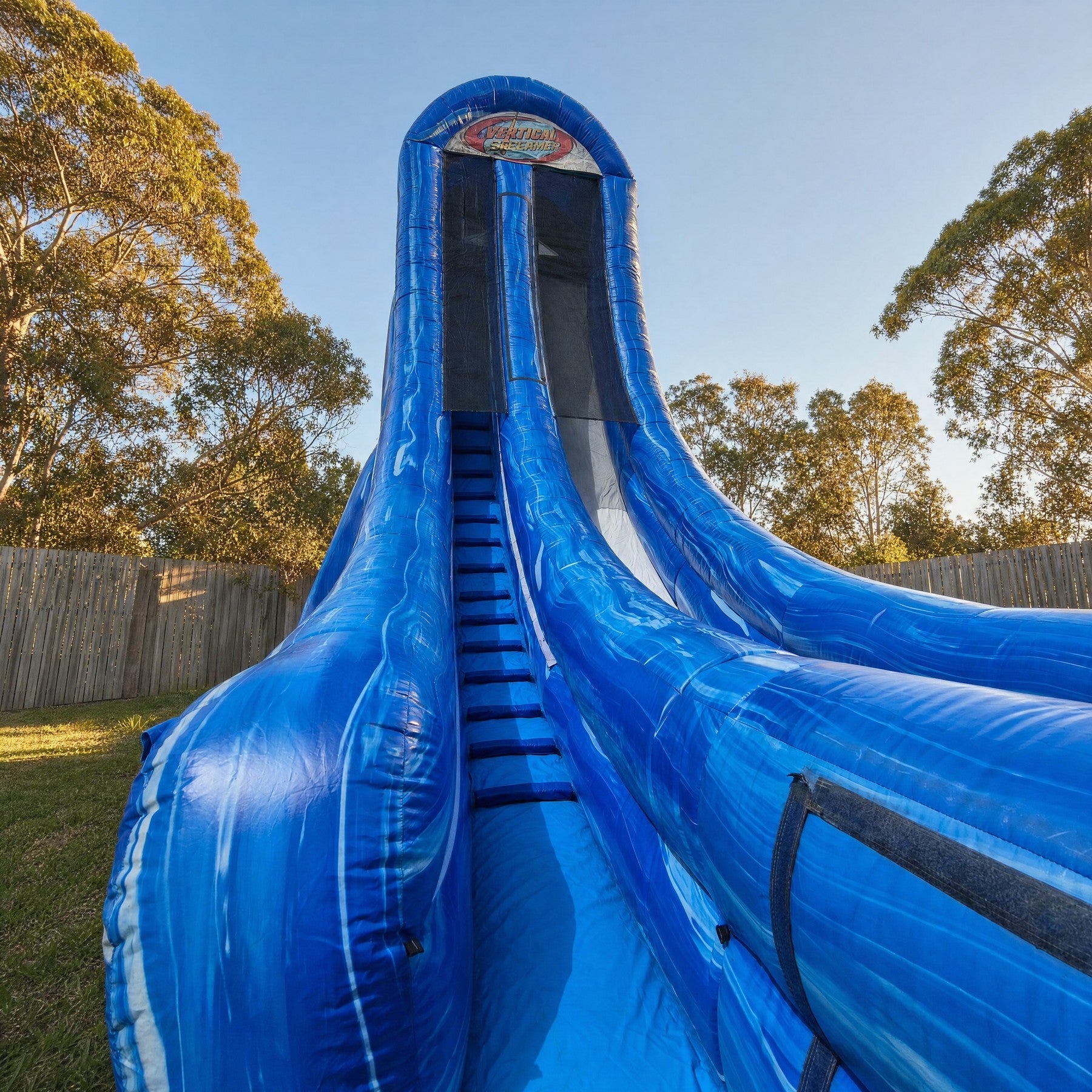 Vertical Screamer Water Slide internal climbing ladder leading to the top platform