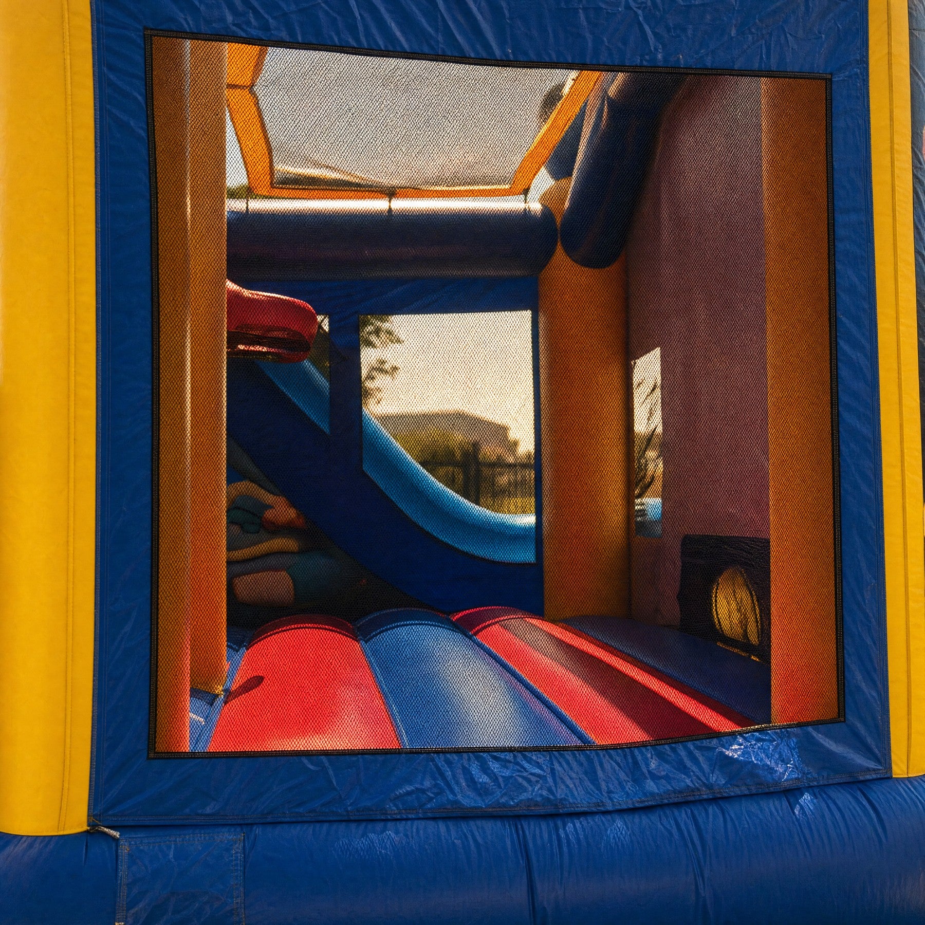 World of Disney C7 Combo jumping castle interior slide lane detail through the mesh window